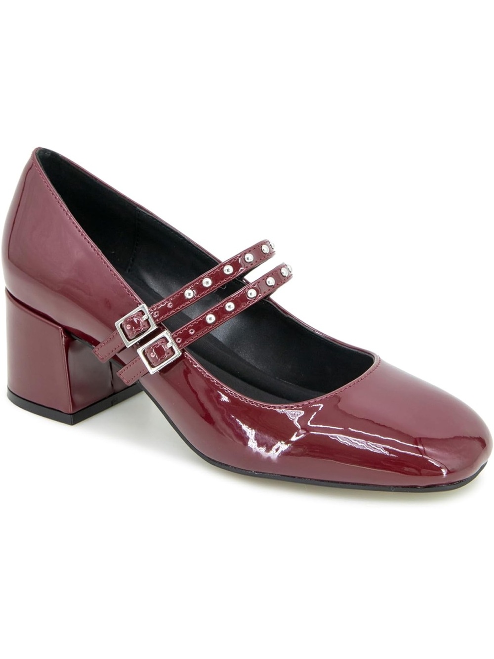 Kenneth Cole Women’s Double-Strap Patent Mary Jane Pump - Burgundy